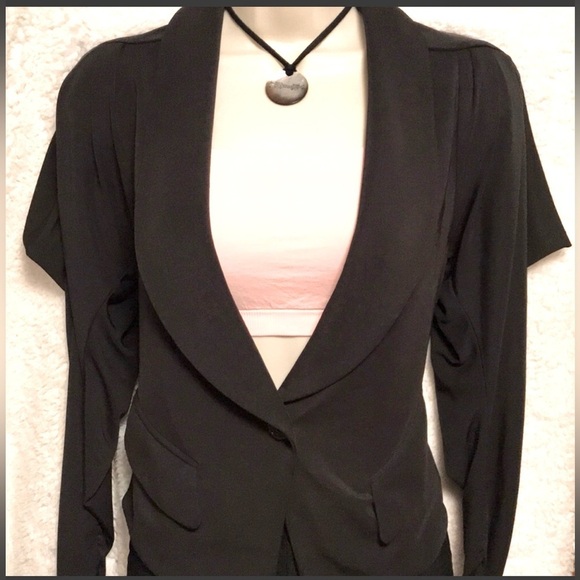ARYN K Black peplum deep V-neck blazer jacket Size Small - Picture 5 of 11